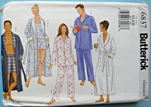 Ropa de dormir unisex bata cinturón top pantalones cortos Butterick 6837 patrón de costura talla XS-M - Imagen 1 de 2