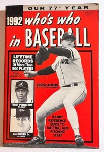 WHO'S WHO in BASEBALL magazine ~ 1992 Edition w/ Clemens, Ripken, Pendlerton - Picture 1 of 1