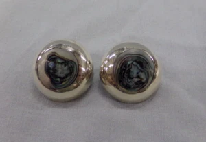 Estate Sale Find! Womens Silver & Abalone Clip On Earrings Signed Mexico 925 - Picture 1 of 5