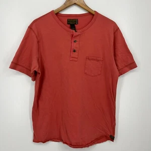 Lucky Brand Henley Pocket T-Shirt Men's Size L Coral Orange Cotton Short Sleeve - Picture 1 of 8