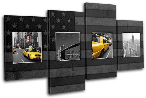 New York Yellow Taxi Flag City CANVAS WALL ART Picture Print VA | eBay ...