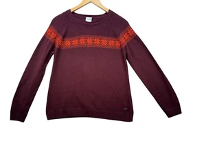 Columbia Youth Sweater Size L Maroon Orange Fair Isle Pattern - Picture 1 of 9
