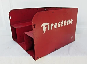 Expositor de pared/estante de metal rojo FIRESTONE 12" x 11,5" x 8" de colección raro - Imagen 1 de 16