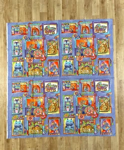 Fanciful Felines Laurel Burch Clothworks Lavender Cotton Cat Fabric Panels 43x47 - Picture 1 of 8