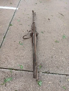 Old Pair Wooden Skis 74 1/2" X 3" - Picture 1 of 14