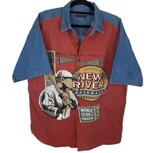 Nueva Camisa River Béisbol Manga Corta Denim Estampado Gráfico Talla Para Hombre XL - Imagen 1 de 15