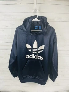 Adidas Originales Para Mujer Satén Trifolio Sudadera con Capucha Pullover Leyenda Tinta Blanco Pequeño - Imagen 1 de 9