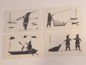 Lote de 4 postales vintage de restaurantes Kebec iglú bar-salón arte esquimal caza - Imagen 1 de 6