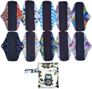 10Pieces 10Inch Reusable Washable Menstraul Pads Sanitary Pads - Picture 1 of 12