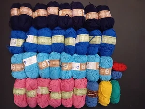 SIRDAR SOFT 100% cotton aran - 1.6 KG vintage JOB LOT PINK BLUE NAVY Mayflower - Picture 1 of 7