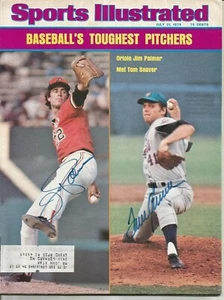 Jim Palmer HOF & Tom Seaver HOF rivista Sports Illustrated firmata a mano 21/07/75  - Foto 1 di 2