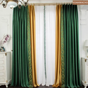 luxury thick shading velvet green cloth blackout curtain tulle panel C479 - Picture 1 of 12