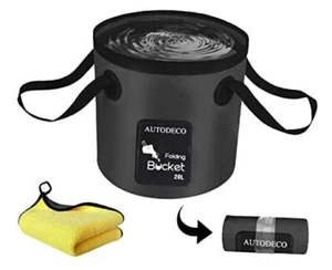 Collapsible Bucket 5 Gallon Container Folding Water Bucket Portable Wash Black - Picture 1 of 8