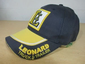 Leonard Truck & Trailer Navy Blue Yellow Embroidered Strap Back Ball Cap Hat - Picture 1 of 1