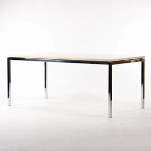 2011 Beige Granite 6x3 ft Meeting Dining Conference Table Stainless Base Knoll  - Picture 1 of 12