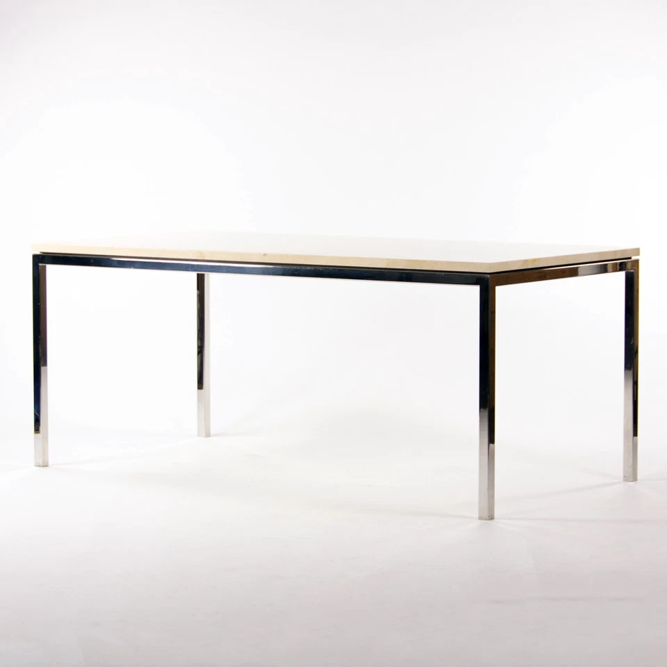2011 Beige Granite 6x3 ft Meeting Dining Conference Table Stainless Base Knoll  - Image 1 of 4
