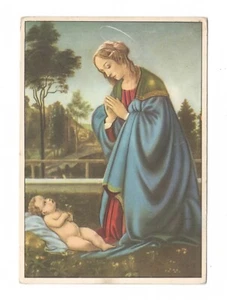La Madonna Adorante il Figlio FG cartolina vintage postcard postkarte MA1509 - Imagen 1 de 2