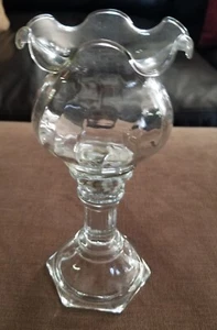 Vintage Peg Glass Votive Candle Holder w/ Scalloped Rim and Taper Candle Base - Picture 1 of 3