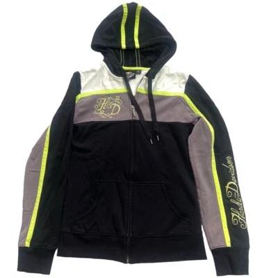 Suéter con Capucha Harley Davidson Para Mujer Cremallera Completa Talla XS Negro Verde Neón Blanco Foto 1 de 4