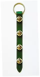 CINTURINO CAMPANA IN PELLE VERDE CON QUATTRO CAMPANE PLACCATE - Foto 1 di 1