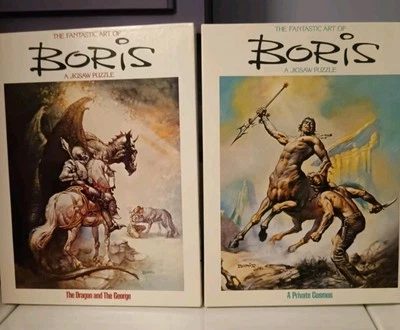 Lot 2 Boris Vallejo Jigsaw Puzzle Vintage 1980s Fantasy Dragon George Cosmos - Image 1 of 4