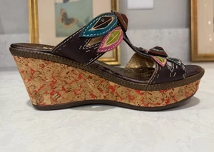 Spring Step BONITA Leather Wedge Heel Slides Sandals Womens EU Size 36 US 6 - Picture 1 of 9