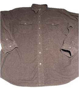 Eddie Bauer Classic Fit Heavyweight Button Down Flannel Shirt Mens XLT Brown - Picture 1 of 11