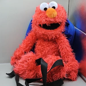 Sesame Place Elmo Sesame Street Back Pack Bag Plush With Blue Bag 2010 18" - Picture 1 of 9