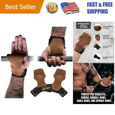 Correas de levantamiento de pesas de cuero con cojín para muñeca para hombre Foto 1 de 4