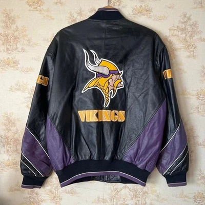 Chaqueta de cuero vintage años 90 Carl Banks Minnesota Vikings NFL talla M Foto 1 de 4