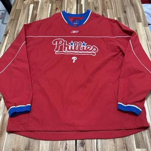 Pullover vintage Philadelphia Phillies cortavientos para hombre 2XL rojo Reebok MLB Y2K - Imagen 1 de 8