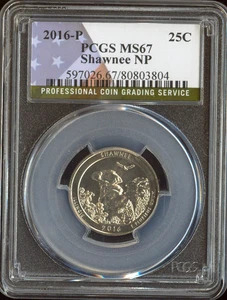 2016 P SHAWNEE QUARTER PCGS MS67 PQ SPOTLESS . - Picture 1 of 2