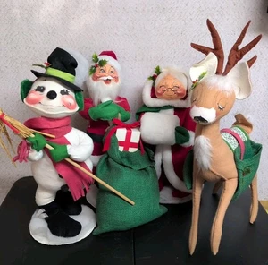 Vtg 80s/ 90s Annalee Santa & Mrs. Claus , Snowman, Reindeer Large 20”/22” - Picture 1 of 24