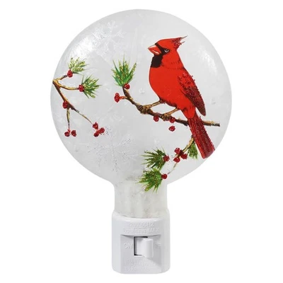Oval Glass Cardinal Night Light - Image 1 of 3