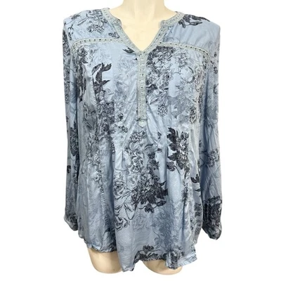 Blusa Vintage America Blues XXL Azul Floral Foto 1 de 4