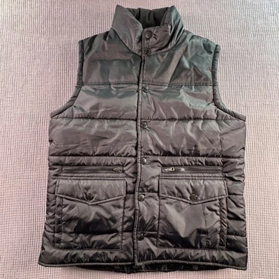 Chaleco acolchado negro Southpole para hombre chaqueta sin mangas cremallera completa grande Y2K utilitario Foto 1 de 4
