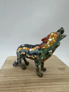 Wolf Figurine, Mosaic Wolf , Wolf Miniature, Wolf Lover, Mosaic Wolf Statue - Picture 1 of 8