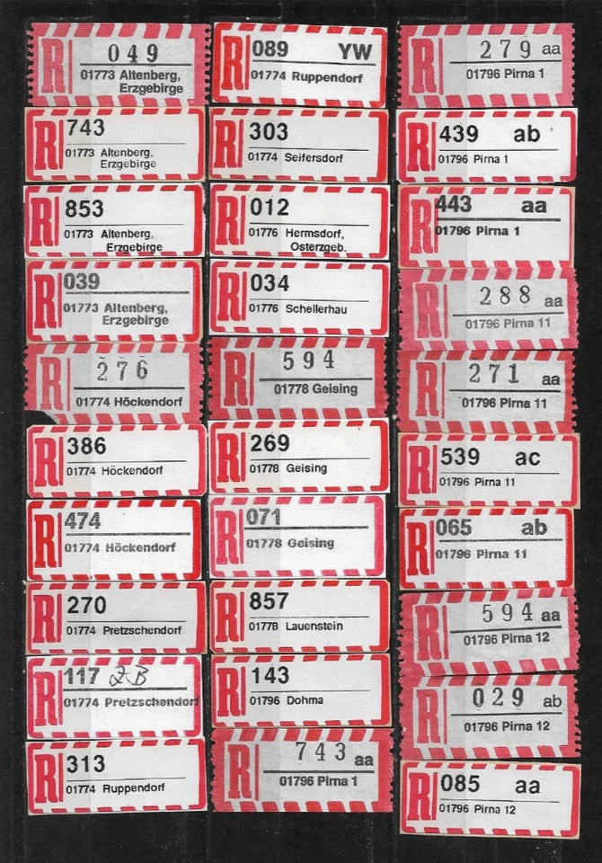 R-Zettel/BRD/5-stellige PLZ/01773 Altenberg,Erzgebirge-01796 Pirna12(30 versch.) - Bild 1 von 1