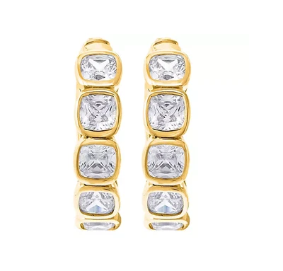 Pendientes tipo argolla Diamonique x Jennifer Miller cojín, esterlina Foto 1 de 2