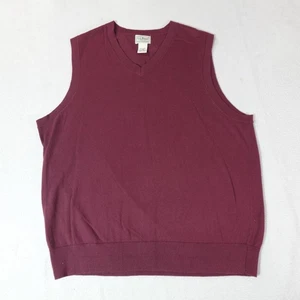 LL Bean Sweater Vest Mens Large Burgundy Red Cashmere Blend Golf Preppy Grandpa - Picture 1 of 10