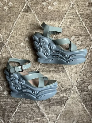 Miu Miu Blue Platform Wedge Sandals 40 fits small - Image 1 of 4