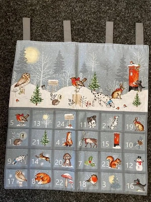 Beautiful Handmade Animals Christmas Fabric Advent Calendar With Pockets - Image 1 of 2