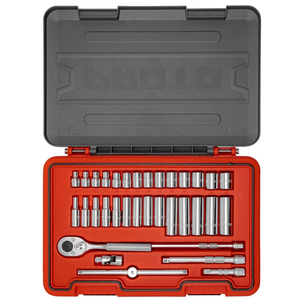 PROTO J52234S Socket Set,3/8" Drive,34 pcs.,Metric 60ML03 - Image 1 of 1