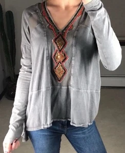 Free People Long Sleeve Beaded Cut Out Top - Size XS - Picture 1 of 10