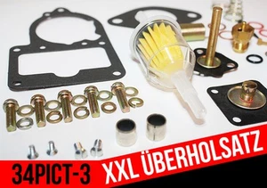 Kit de sellado profesional juego de reparación junta 34 PICT-3 VW Escarabajo 1600 Solex 34PICT-3 carburador - Imagen 1 de 1