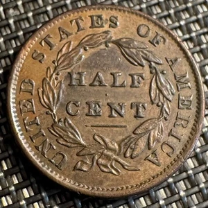 MAGNIFIQUE PIECE HALF  CENT 1834 USA  (1324) ETAT TRÈS RARE. - Picture 1 of 2