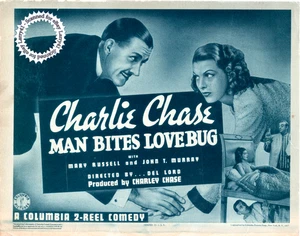 typo! Charlie Chase MAN BITES LOVEBUG (1937) TITLE Card Charley Chase Vint ORIG - Bild 1 von 2