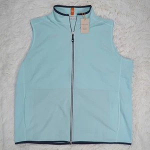 Men's Peter Millar Crown Sport Thermal Flow Microfleece Zip-up Vest Blue Size XL - Picture 1 of 4