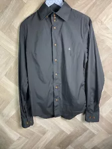 Mens VIVIENNE WESTWOOD Button Down Shirt Size IV XL Black Long sleeve Orb - Picture 1 of 13