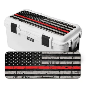 Vinyl Cooler Wrap fits YETI GoBox 60 | Decal Skin Sticker LID - Red Line Flag - Picture 1 of 7